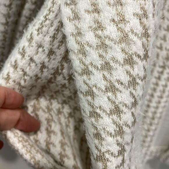 Calvin Klein Women Knit Cardigan Coat Long Sleeve Open Front Houndstooth plaid L - Picture 6 of 13